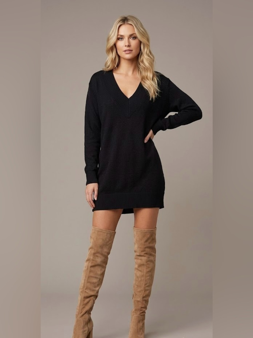 CHRISSY TEIGEN x REVOLVE I.M.G Sweater Dress in Black Small
